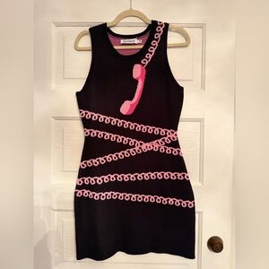 Rachel Antonoff Black Dress with Pink Chain Design